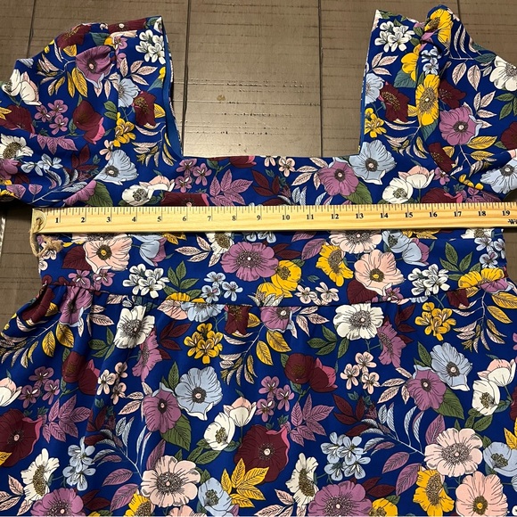 BCBG Generation Square Neck Floral Casual Dress blue size 12. - Picture 14 of 16